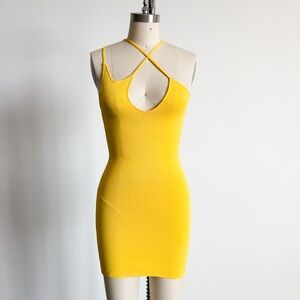 $368 NWT The Sei 3 Strap Mini Dress in Yellow Sz Small S